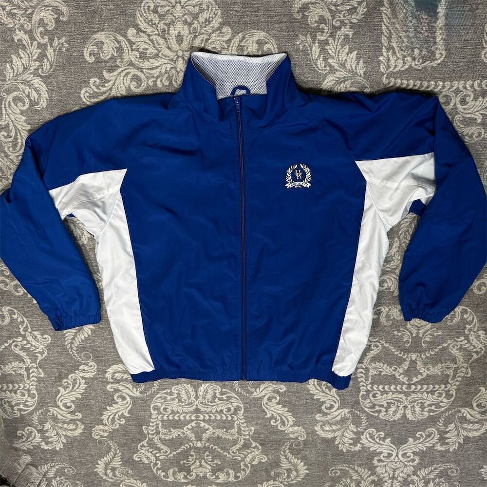 Vintage Wildcat Clothing Co. Men's Blue Windbreaker Jacket Size L